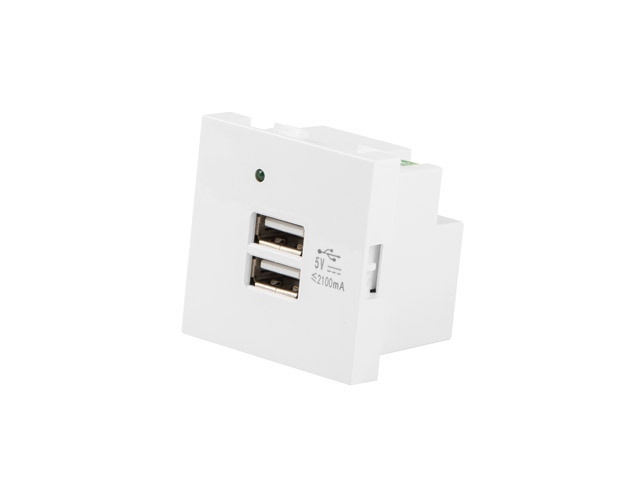 Nabíjačka Lanberg 45x45 so zásuvkou 2x USB 2.1A